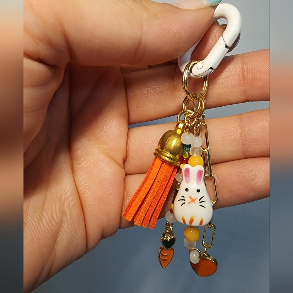Handmade Beaded Bunny Keychain Bag Charm 🐇✨️